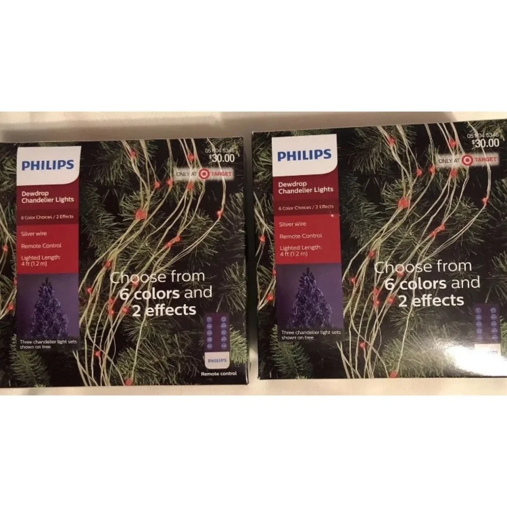 Lot of 2 Philips 100ct DEWDROP CHANDELIER LIGHTS